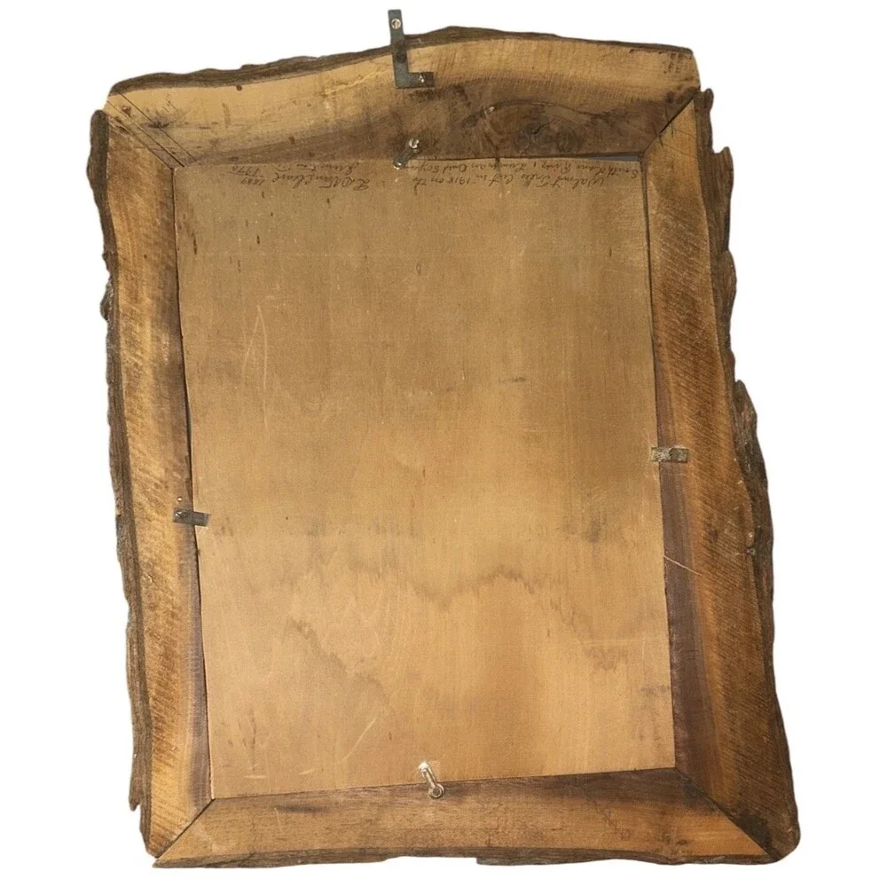Vintage Live Edge Walnut Mirror Signed L.D. Van Cleve Texas Rustic Folk Art 70s